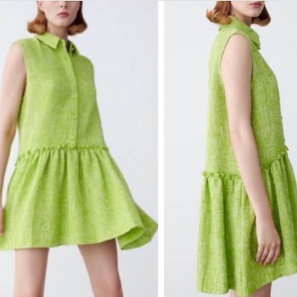 Zara Green Tweed Mini Dress - Picture 15 of 15
